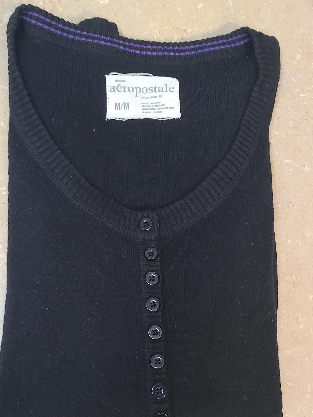 AEROPOSTLE Black Button Down Sweater. Long Sleeve Size M